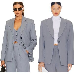 LPA Sienna Women’s Oversized Men’s Wear One Button Loose Fit Blazer Slate Grey